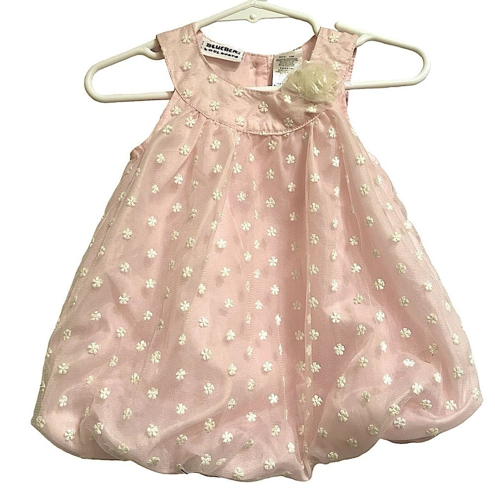 Blueberi Boulevard Pink & White Polka Dot Baby Girl"s Bubble Onesie Romper 12M